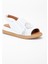 Kadın Deri Lastikli Sandalet - Beyaz 4