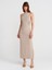 91458 Büzgülü Midi Elbise-Bej 4