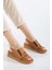 Kadın Deri Lastikli Sandalet - Beyaz 1
