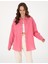 Kadın Pembe Oversize Uzun Kollu Keten Gömlek 50301078-VR041 3