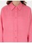 Kadın Pembe Oversize Uzun Kollu Keten Gömlek 50301078-VR041 5