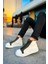 Fermuarlı Bağcık Detaylı Erkek Sneaker Bot Beyaz Haki 3