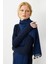 Kadın Kenarı Tığlamalı Püsküllü Yün Kaşkol P.mavi 1