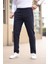 Düğmesiz Düz Kumaş Lacivert Jogger Pantolon 1