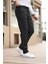 Çizgili Kumaş Erkek Siyah Jogger Pantolon 2