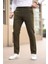Düğmesiz Düz Kumaş Haki Jogger Pantolon 1