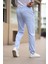 Düğmeli Düz Kumaş Buz Mavisi Jogger Pantolon 3