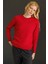 Kadın Sıfır Yaka Saç Örgülü Kazak Kırmızı 3
