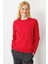 Kadın Sıfır Yaka Saç Örgülü Kazak Kırmızı 5