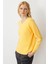 Kadın V Yaka Komple Saç Örgülü Kazak Sarı 3