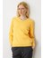 Kadın V Yaka Komple Saç Örgülü Kazak Sarı 5