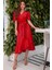 Rose's Boutiqe All About Women Kadın Kruvaze Yaka Midi Boy Kuşaklı Krep Elbise 120 cm 4