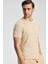 Keten Pamuk Karışım Sarmaşık Desen Bisiklet Yaka Krem Rengi T-Shirt 4