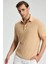 Saf Keten Kum Rengi Polo Yaka T-Shirt 1
