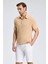 Saf Keten Kum Rengi Polo Yaka T-Shirt 4