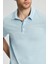 Saf Keten Açık Mavi Polo Yaka T-Shirt 3