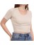 15277721 Genis Yaka Fitilli Kumas Bayan Body - Toprak 1