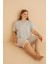 50503-766 Kadın Yazlık Büyük Beden Kapri Pijama Takımı 1