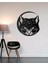 Modern Kedi Tasarımlı Metal Duvar Saati, 40 x 40 Cm, Siyah, Dekoratif Ev ve Ofis Aksesuarı 2