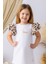 Kolları Leopar Volanlı Fashion Kız çocuk elbise - Beyaz 2
