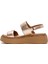 Kadın Bronz Tokalı Kalın Tabanlı Metalik Deri Comfort Sandalet 25SFD342432 2