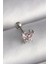 316L Çelik Gümüş Renk Pembe Zirkon Taşlı Kelebek Tragus Piercing - 1