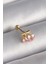 316L Çelik Gold Renk Pembe Zirkon Taşlı Kalp Tragus Piercing - 1