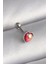 316L Çelik Gümüş Renk Kırmızı Mineli Kalp Tragus Piercing - 1