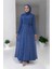 Taş Detaylı Şallı Elbise Takım 3953 Indigo 1