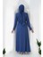 Taş Detaylı Şallı Elbise Takım 3953 Indigo 2
