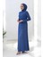 Taş Detaylı Şallı Elbise Takım 3953 Indigo 3