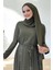 Taş Detaylı Şallı Elbise Takım 3953 Haki 4