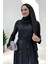 Taş Detaylı Şallı Elbise Takım 3953 Siyah 4
