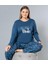 Büyük Beden Battal Uzun Kol Mevsimlik Pijama Takımı Viskon Alperi B790-26 2
