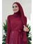 Taş Detaylı Şallı Elbise Takım 3953 Bordo 4