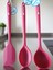 Silikon 3'lü Takım Büyük Boy Fuşya Renk Kepçe Spatula ve Kaşık 35 cm 1