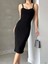 Kadın Dalgıç Krep Kumaş Askılı Midi Boy Elbise 1
