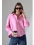Kadın Gömlek Toz Şeker Pembe Oversize Rahat Kesim Poplin Kumaş Gomlek 1