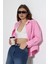 Kadın Gömlek Toz Şeker Pembe Oversize Rahat Kesim Poplin Kumaş Gomlek 3