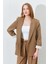 Kadın Kahve Kol Katlamalı Keten Blazer Ceket 1