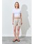 Kadın Taş Duble Paça Keten Şort 4