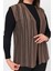 Kadın Kahverengi Simli Çizgili V Yaka Mevsimlik Anne Yazlık Yelek 4