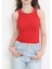 Kadın Kolyeli Sıfır Kol Fitilli Crop Body Kırmızı 1