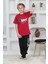 Kapip Bordo Sport Baskılı Kısa Kollu Erkek Çocuk Pijama Takımı 11-15 Yaş 5093-B 1