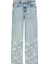 Çiçek Desenli Denim Pantolon 1