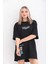 Bisiklet Yaka Baskılı Oversize T-Shirt - Siyah 4