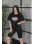 Baskılı Oversize T-Shirt - Siyah 1