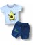 3-6 6-9 9-12 12-18 Ay Avokado Nakışlı Kısa Kollu Sweatli Şortlu 2li Kız-Erkek Bebek Takımı Mavi 1