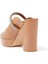 Deri Platform Topuklu Açık Burunlu Sandalet - Camel 3