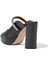 Yüksek Topuklu Siyah Deri Peep-Toe Sandalet 3